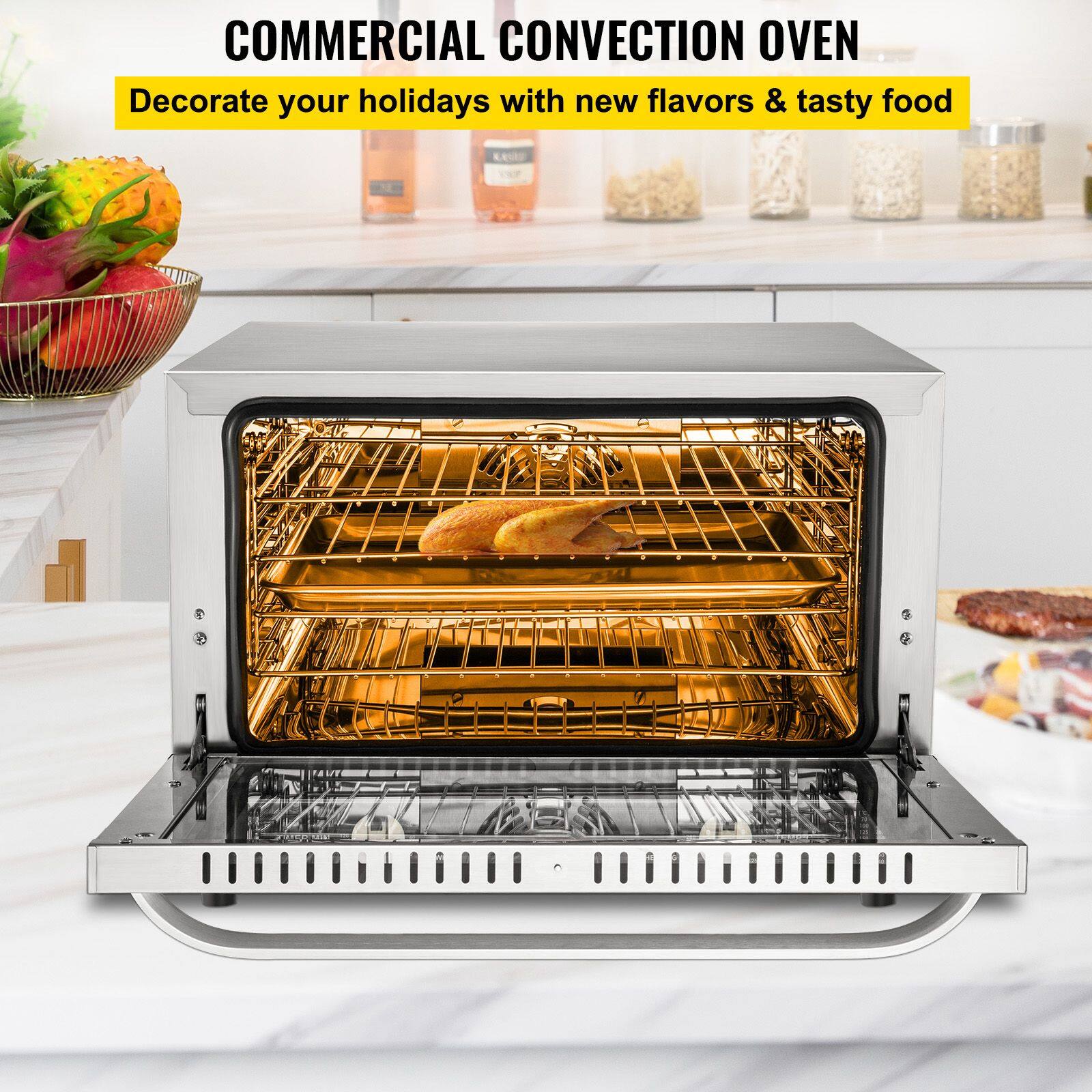 Loheer Commercial Convection Oven, 47L Half Size Countertop Baking Oven ...