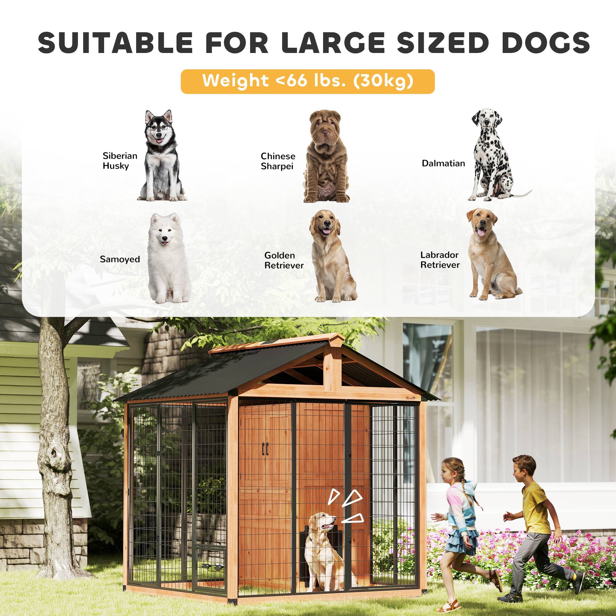 SUITABLE FOR LARGE SIZED DOGS  
Weight <66 lbs. (30kg)  
- Siberian Husky  
- Chinese Sharpei  
- Dalmatian  
- Samoyed  
- Golden Retriever  
- Labrador Retriever