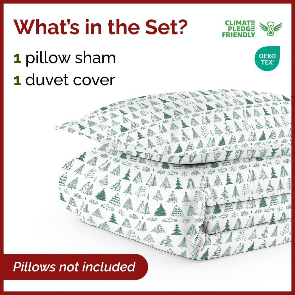 What's in the Set?  
1 pillow sham  
1 duvet cover  

Pillows not included  

CLIMATE PLEDGE FRIENDLY  
OEKO TEX