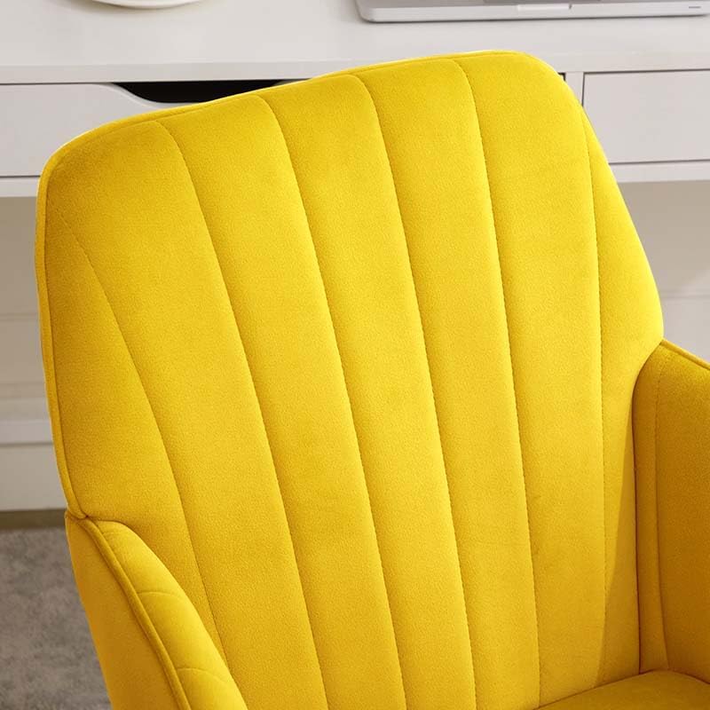 Alt View 3. Trinkets Crazed - 24.6" Velvet Office Chair, Ergonomic Swivel Desk Chair with Memory Foam Seat - Adjustable Height Computer Chair - yellow.