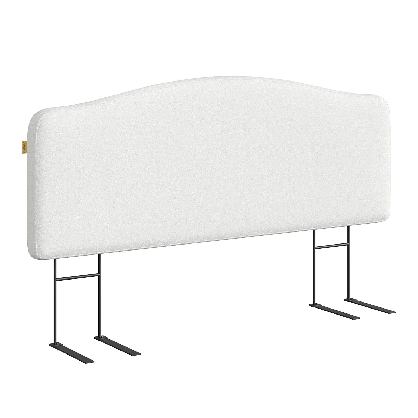 Alt View 1. Pinmoco - Curved Upholstered Headboard with Adjustable Height & Easy Plug-in Mount, Scratch-Resistant Towel Velvet - white.