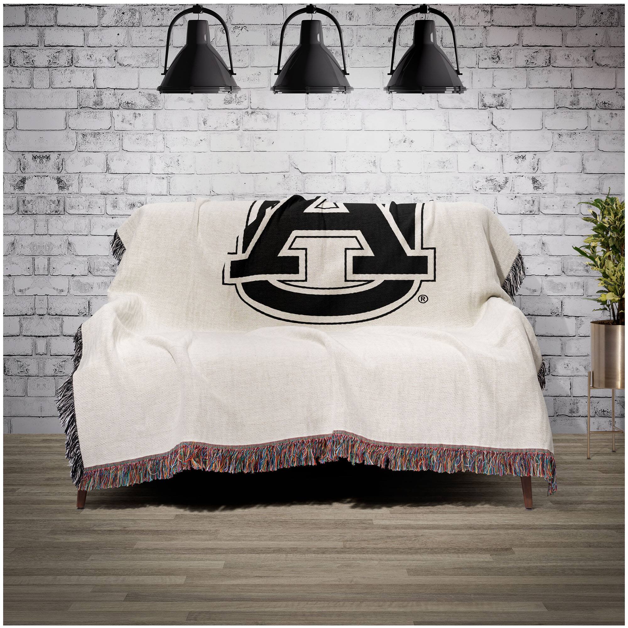 Alt View 1. Chad & Jake - Auburn Tigers Woven Blanket - White.