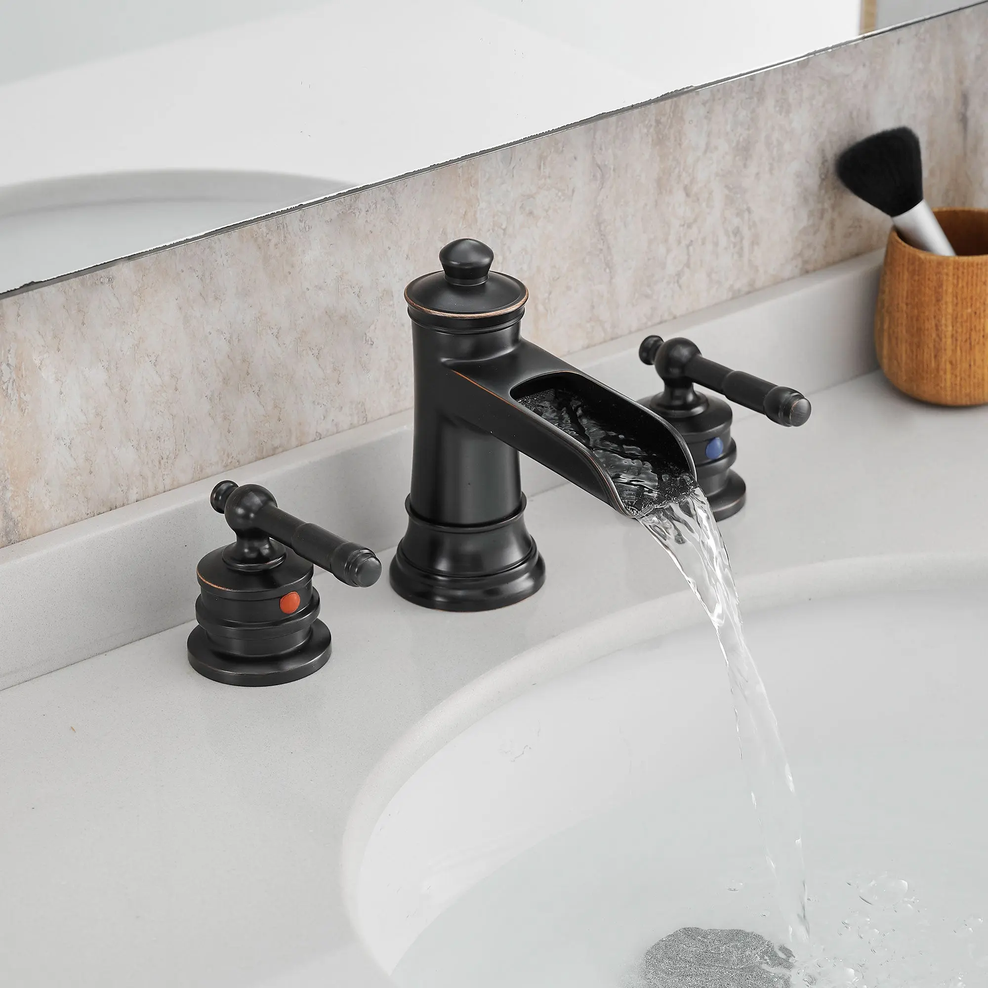 Alt View 10. Boyel Living - Classic 8 in. Widespread Double Handle Bathroom Faucet with Pop Up Drain, Water Supply Hoses in Oil Rubbed Bronze - Oil Rubbed Bronze.