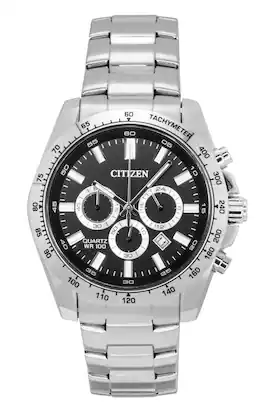 Citizen - Chronograph Stainless Steel Dial Quartz AN8230-59E 100M Men's Watch - Black