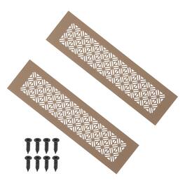 Unique Bargains - 12"x3" Door Air Vent Cover, 2pcs Heavy Duty Aluminum Alloy Grille Louvered with Mounting Screws for Cabinet Wardrobe - Brown