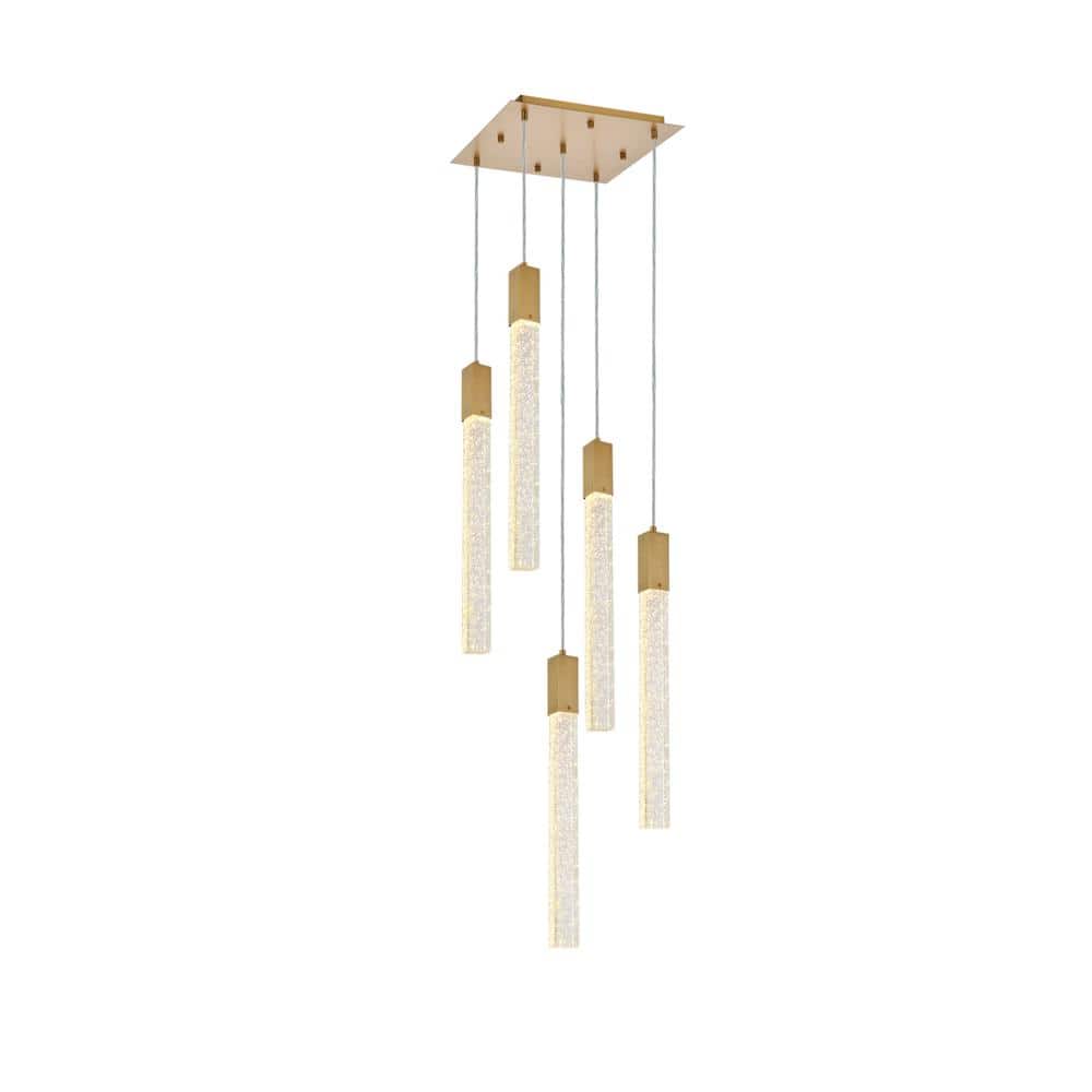 Elegant Lighting - Weston 5 lights pendant in - Satin Gold price history on PriceWatchPro