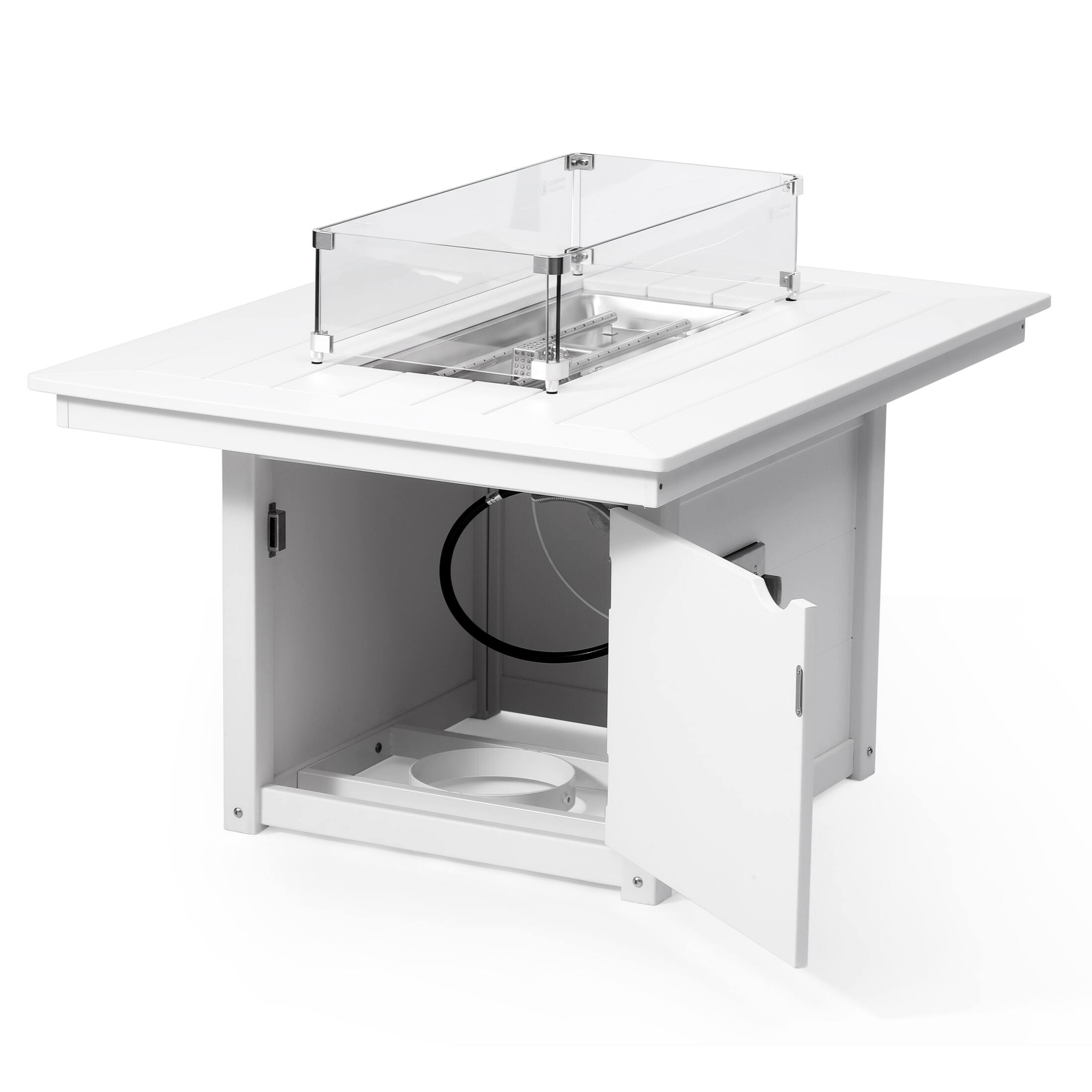 Left. WestinTrends - WestinTrends Helios 46" Modern Outdoor 55,000 BTU Patio Gas Propane Rectangle Deck Fire Pit Table - White.