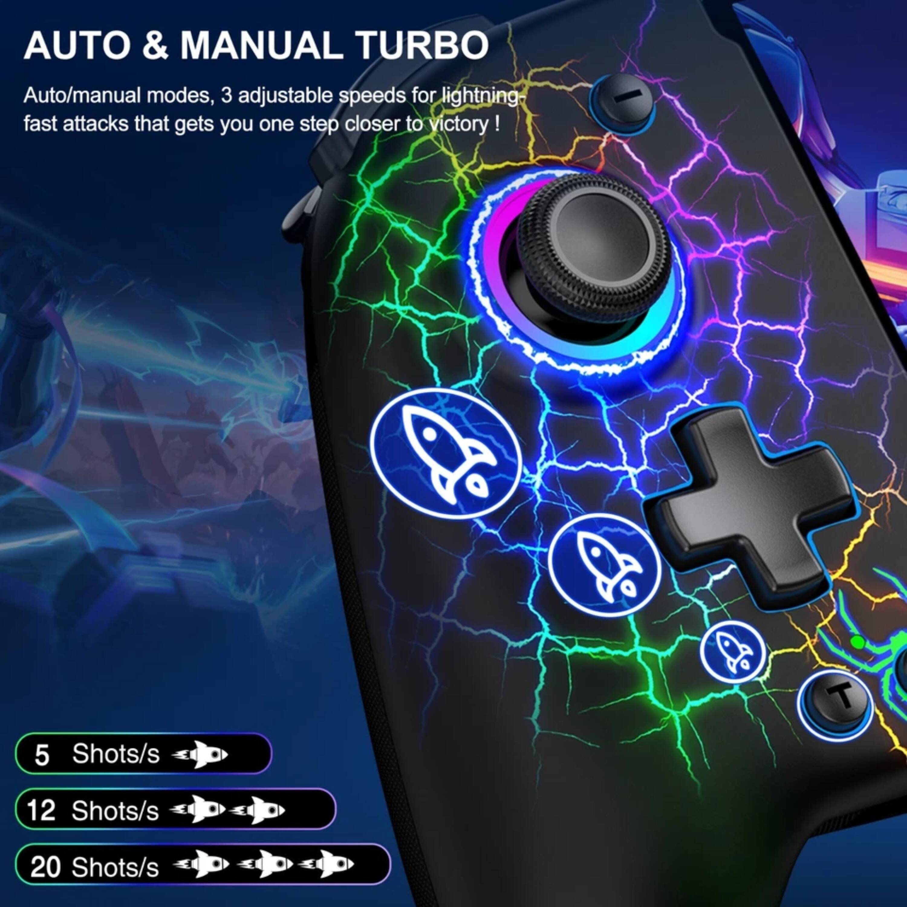AUTO & MANUAL TURBO  
Auto/manual modes, 3 adjustable speeds for lightning fast attacks that gets you one step closer to victory!  

5 Shots/s  
12 Shots/s  
20 Shots/s