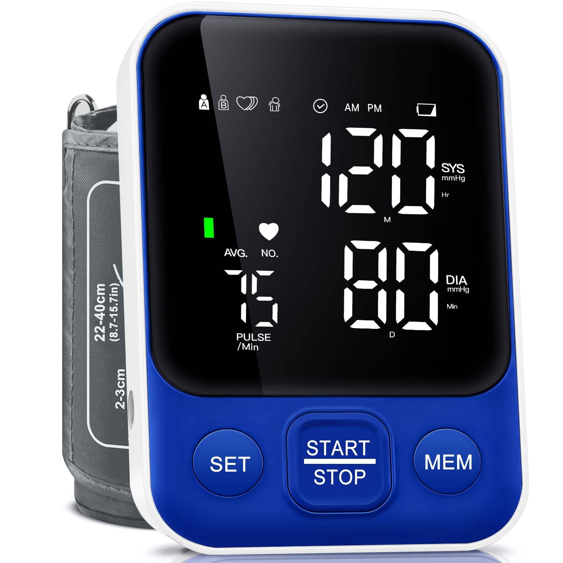 Dazzed Corner - Upper Arm Blood Pressure Monitor for Home Use, Automatic BP Machine with Adjustable Cuff - Navy