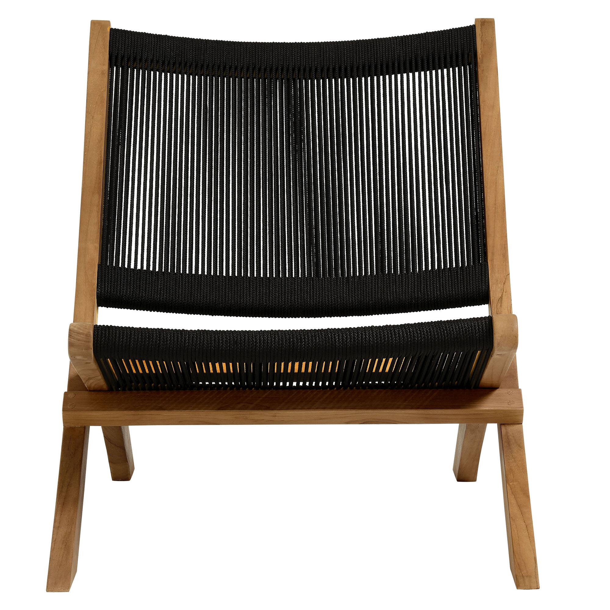 Alt View 5. Modway - Vienna Outdoor Patio Teak and Rope Folding Accent Lounge Chair by Modway - Natural Black.