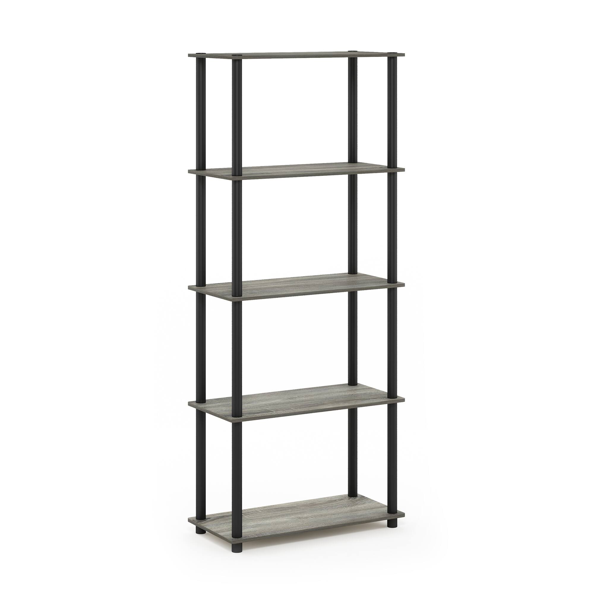 Alt View 5. HOMLUX - 5-Tier 57.4" Open Shelf Bookcase Compact Storage Bookshelf for Living Room Bedroom Office Gray & Black - Gray & Black.