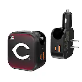 Keyscaper - Cincinnati Reds 2-in-1 USB A/C Charger - Black