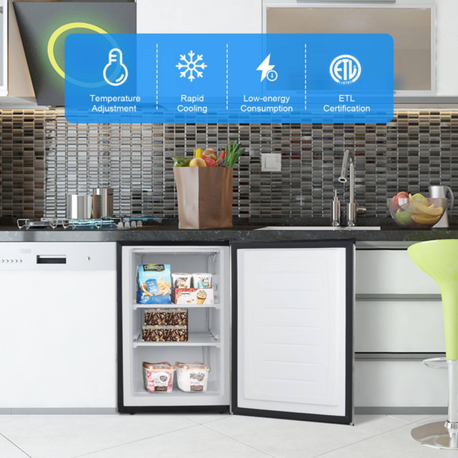 Temperature Adjustment  
Rapid Cooling  
Low-energy Consumption  
ETL Certification