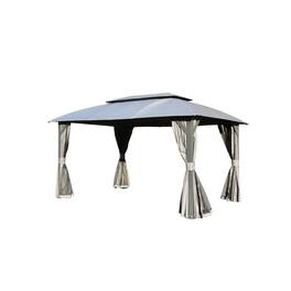 Mondawe - 10' X 14' Outdoor Metal Gazebo with Double Roof - Gray