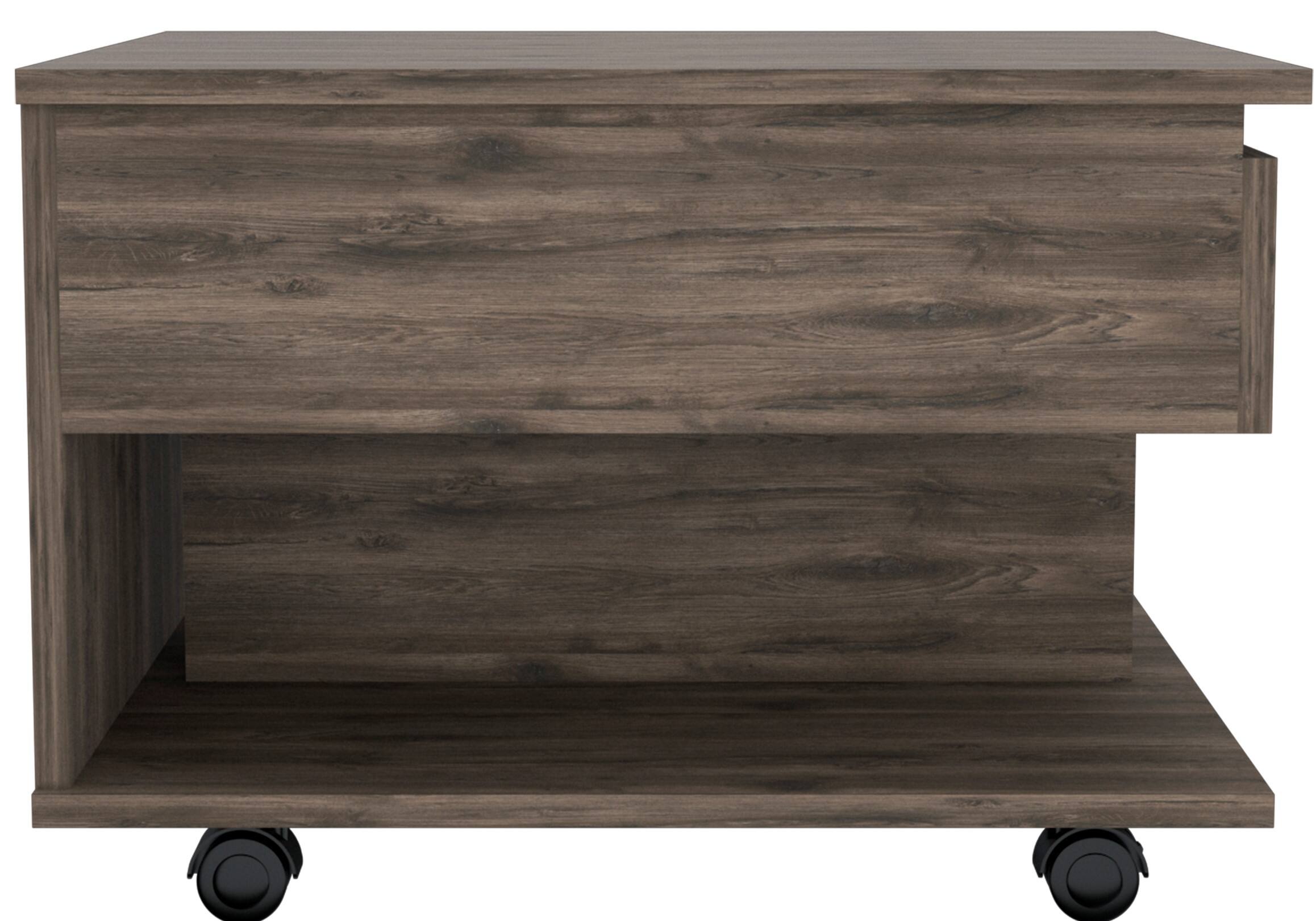 Alt View 1. TuHome - Luanda Lift Top Coffee Table, Casters, One Shelf, Retractible Table, Minimalist Design for Living Room or Lounge Area - Dark Brown.