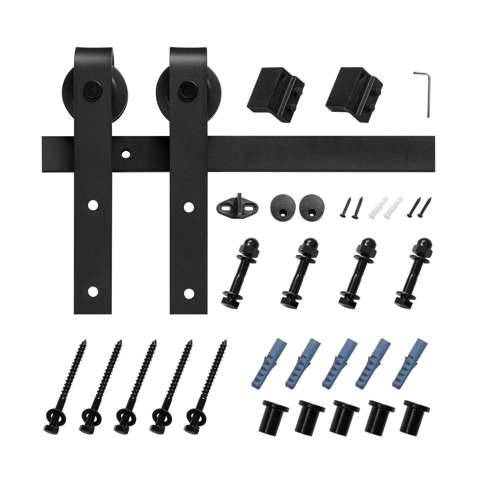 Alt View 5. VEVOR - 5FT Sliding Barn Door Hardware Kit, 330 LBS Weight Capacity, Compatible with 30 Inches Max Width & 1-3/8 to 1-3/4 Inches - Black.