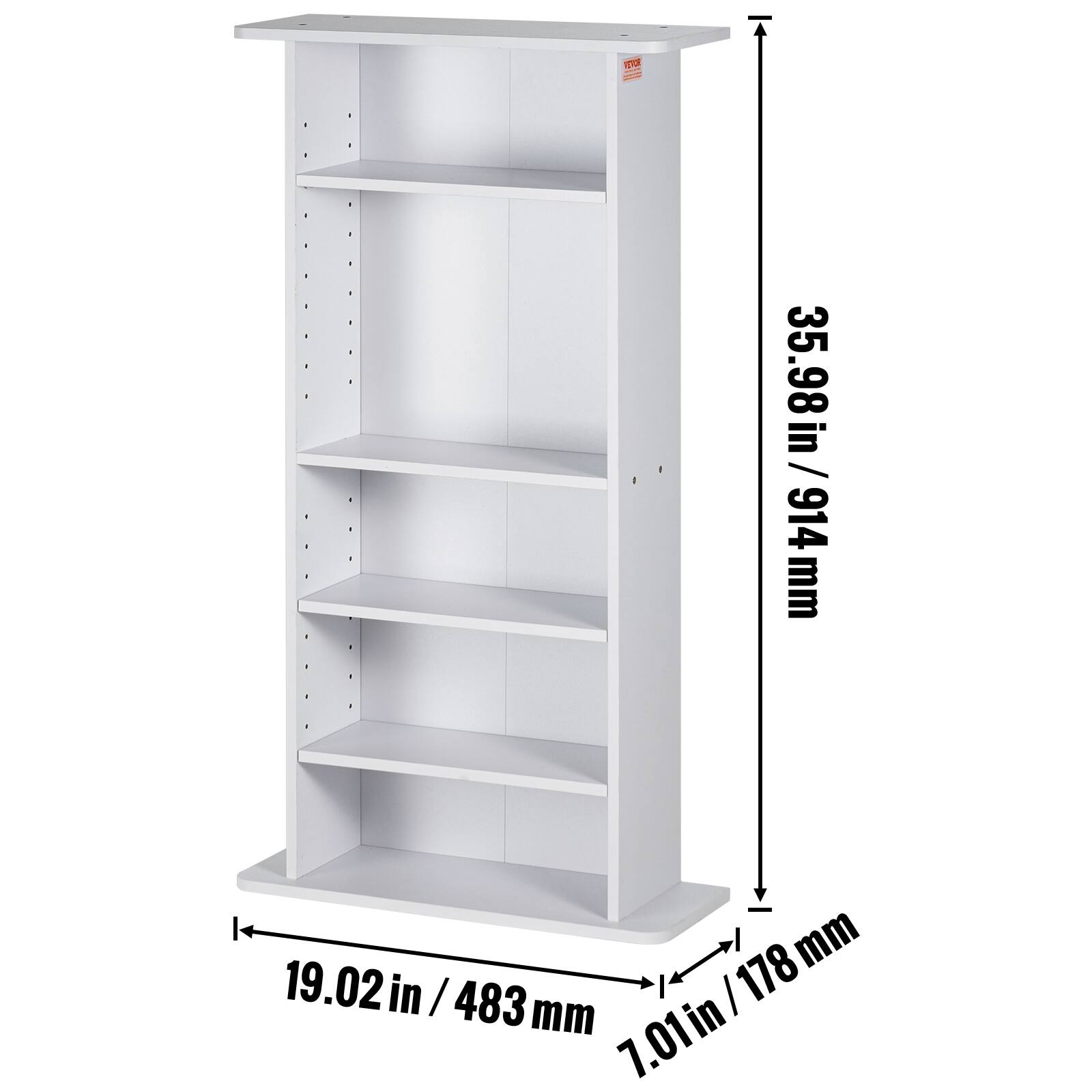 - Height: 35.98 in / 914 mm
- Width: 19.02 in / 483 mm
- Depth: 7.01 in / 178 mm