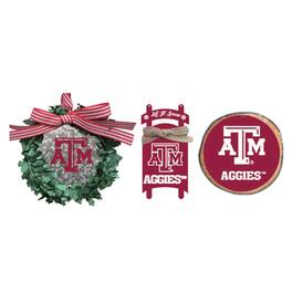 The Memory Company - Texas A&M Aggies Three-Pack Wreath, Sled & Circle Ornament Set - Multicolor