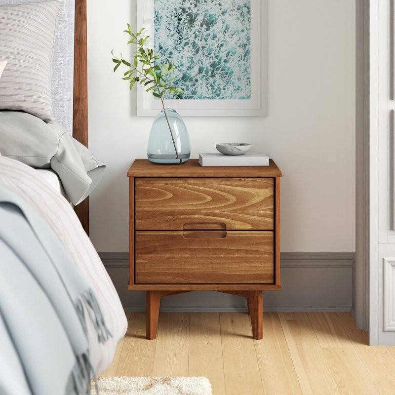 Back. Hivvago - Hivvago Farmhouse 2 Drawer Solid Wood Nightstand Medium - Brown.