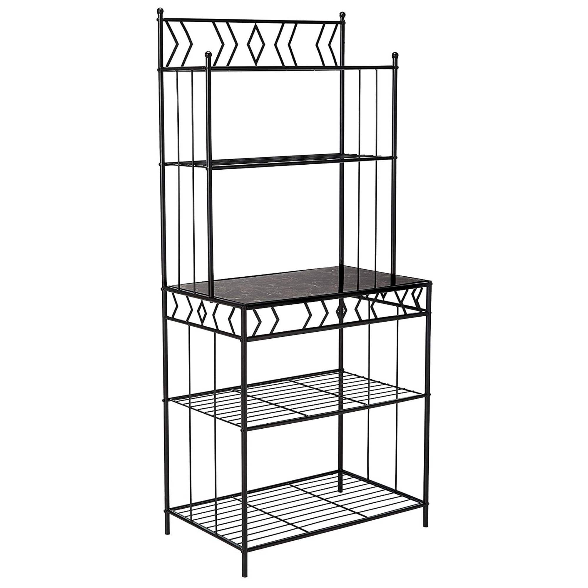 Kings Brand Furniture - 5-Tier Standing Kitchen Bakers Rack for with Storage Microwave Stand, Metal Frame - Black