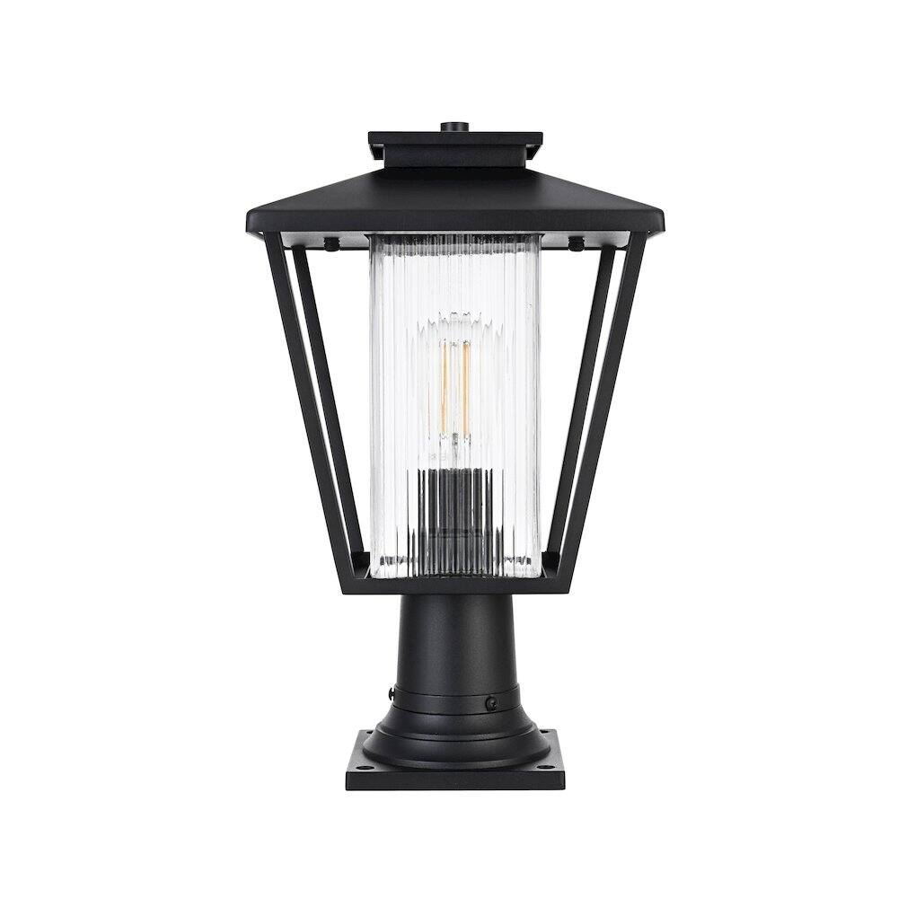 Left. Elegant Lighting - Gaul 7 inch Outdoor Pendant in Black - Black.