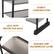 The text on the image is grouped as follows:
1. Sturdy construction: This refers to the legs of the shelf, which provide stability and support.
2. Protective mats: These mats are placed on the legs to protect the floor from scratches or damage caused by the shelf.
3. Durable and waterproof layer: This refers to the material used for the shelf's surface, which is designed to be durable and resistant to water, ensuring that the items stored on the shelf remain safe and dry.
