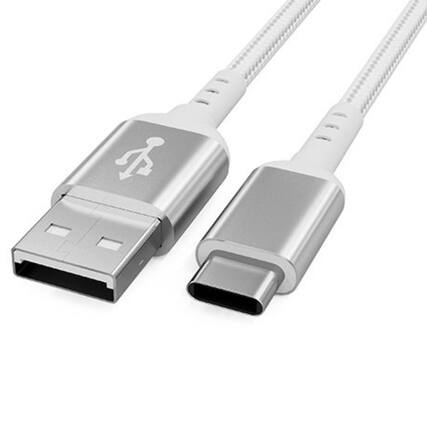Front. Sanoxy - 2m/ 6ft USB 2.0 A Male to C Male Braided Cable 480M 3A, Sliver - Silver.