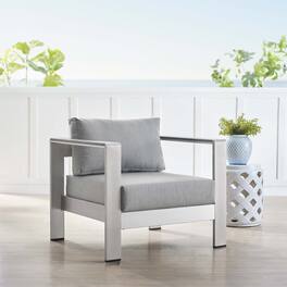 Shore Sunbrella® Fabric Aluminum Outdoor Patio Armchair by Modway - Silver Gray