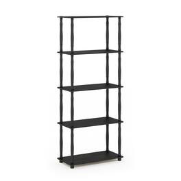 Furinno - Turn-N-Tube 5-Tier Multipurpose Shelf Display Rack with Classic Tubes, Americano/Black - Americano/Black