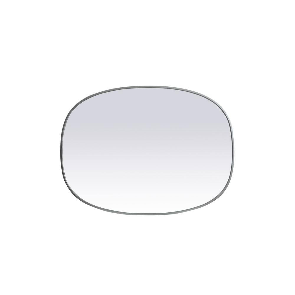 Back. Elegant Decor - Metal Frame Oval Mirror 30x40 Inch in Silver - Silver.