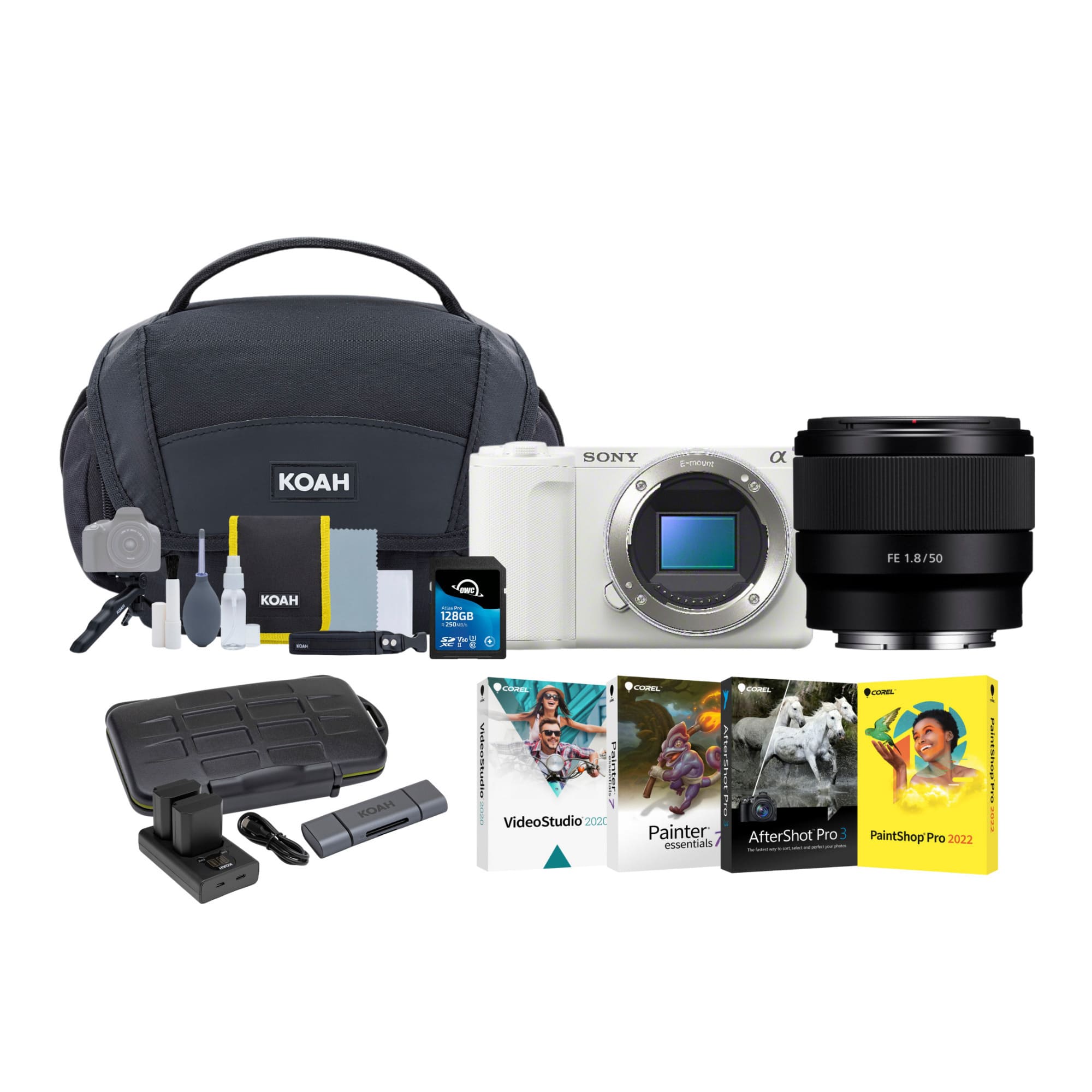 Sony ZV E10 II Mirrorless Camera (White) with 50mm f/1.8