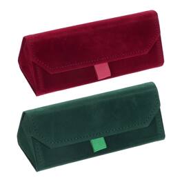 Unique Bargains - 2pcs Foldable Glasses Case, Triangle Magnetic Sunglass Organizer, Suede Hard Eyeglass Case for Both - Green/Red