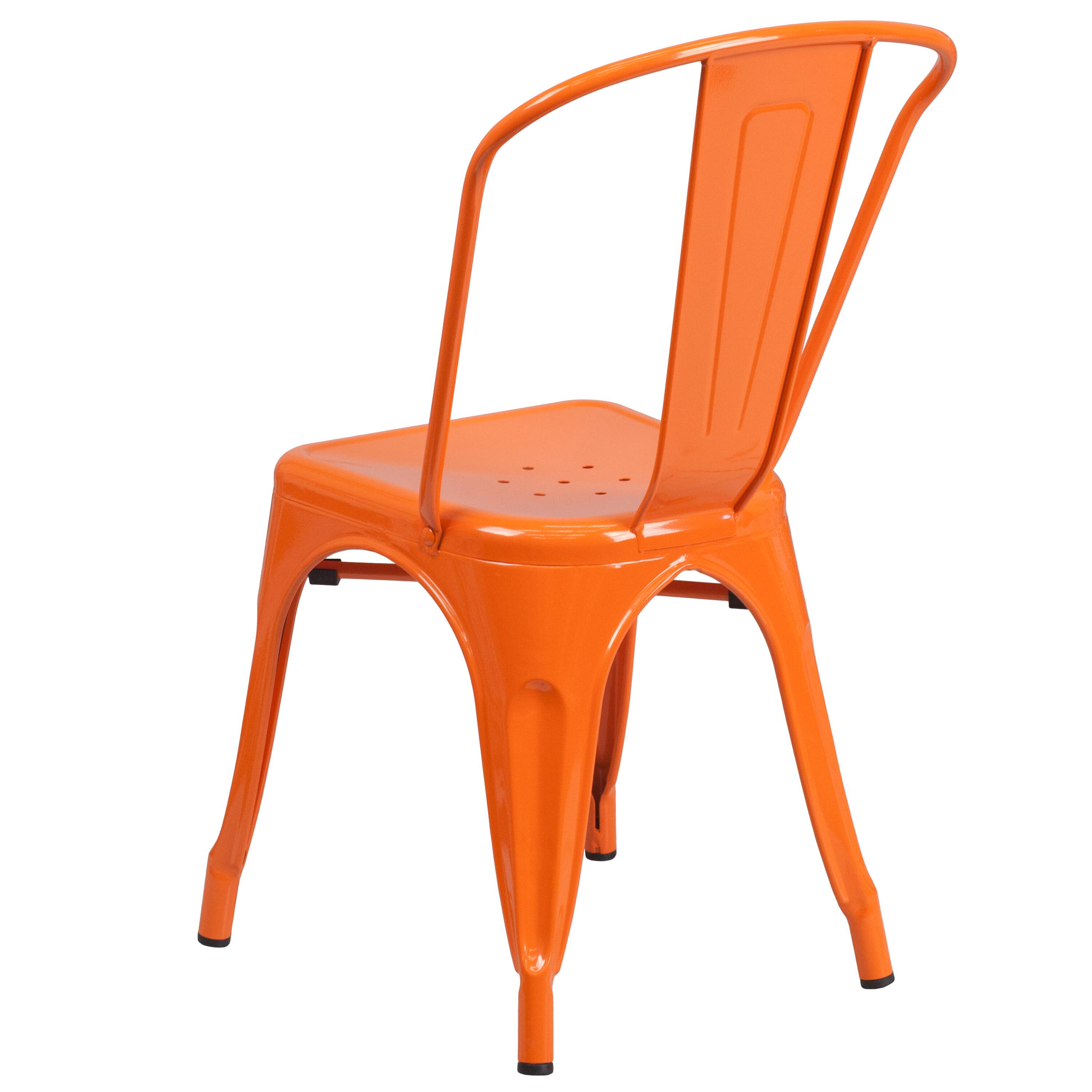 Alt View 5. Emma + Oliver - Commercial Grade Colorful Metal Indoor-Outdoor Stackable Dining Chair - Orange.