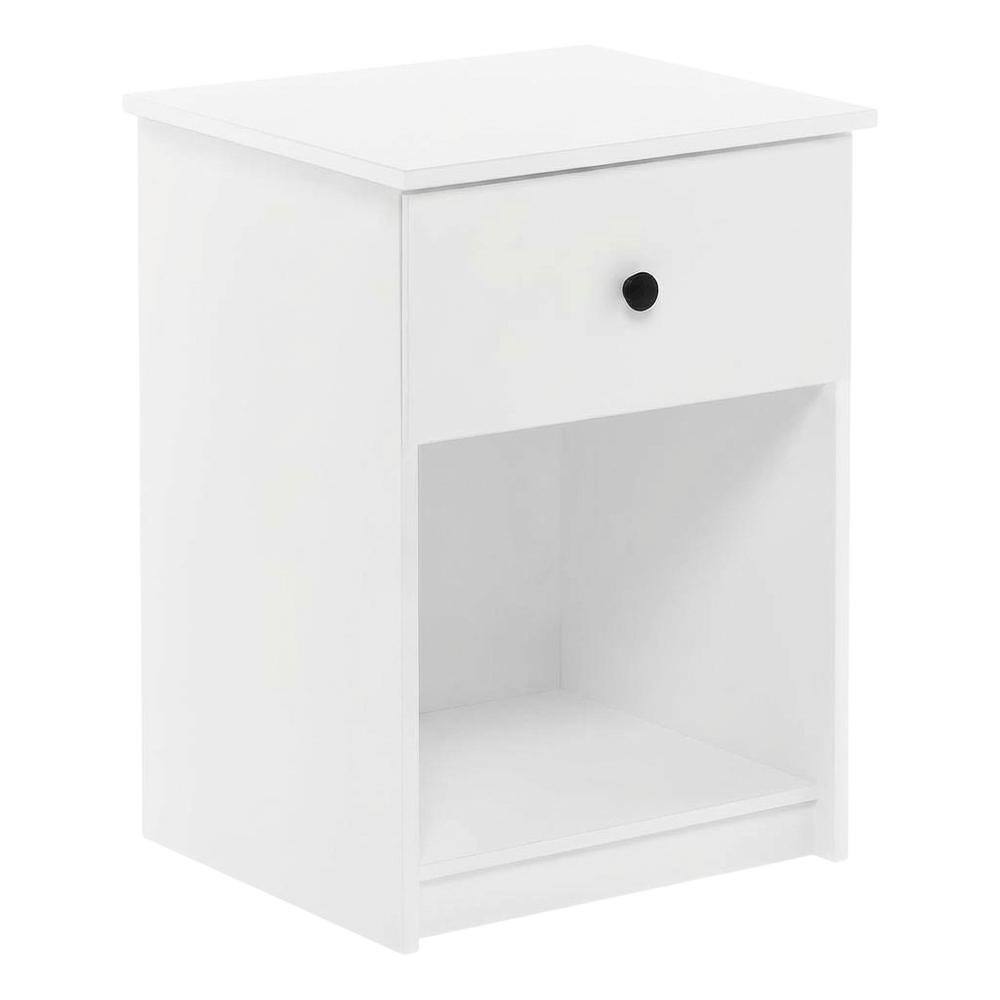 Angle. FurniFact - White Nightstands with Spacious Drawer Set of 2 for Bedroom Storage - White.