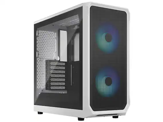 Front. Fractal Design - Fractal Design Focus 2 RGB White ATX mATX Mini ITX Clear Tinted Tempered Glass Mid Tower Computer Case - White.