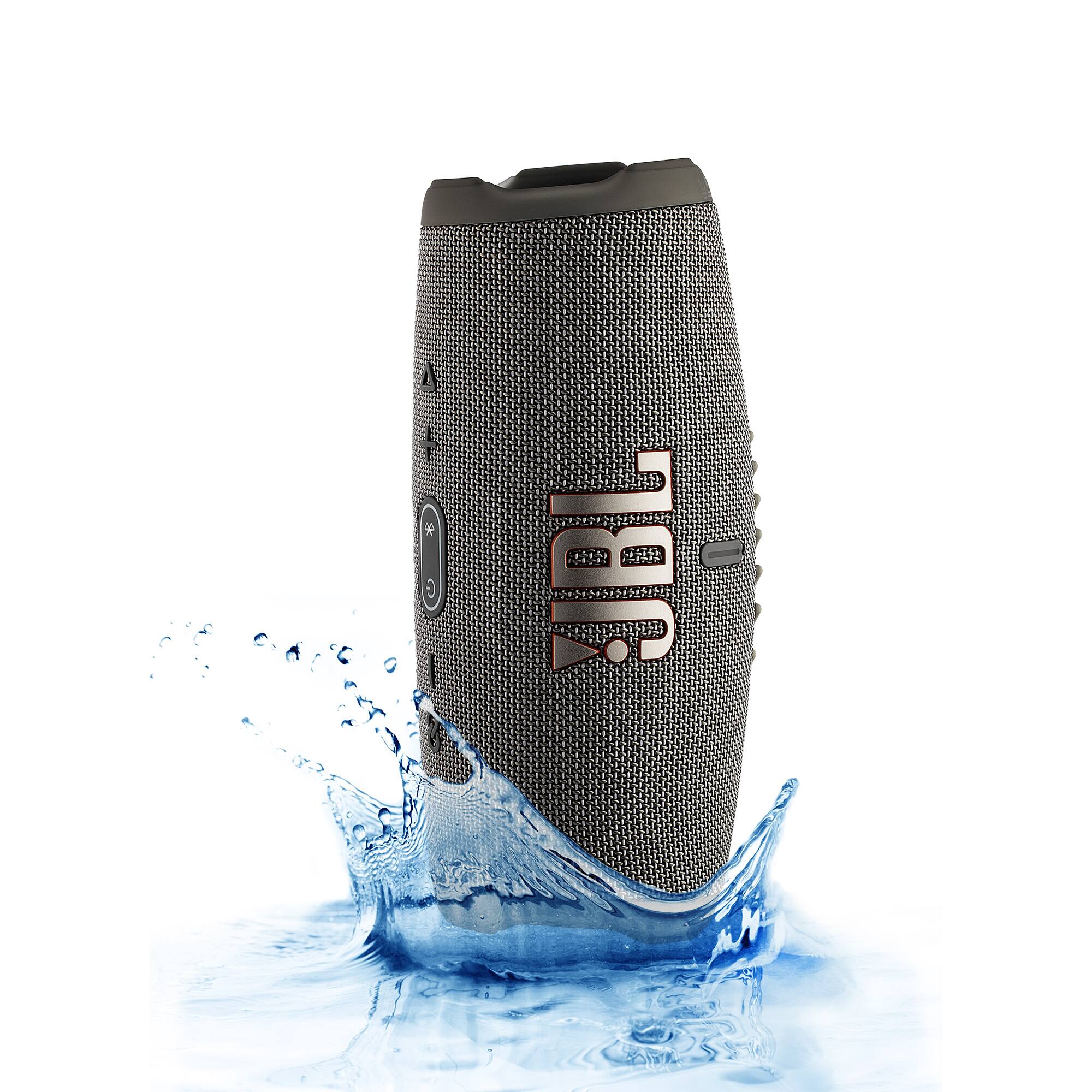 Alt View 5. JBL - JBL Charge 5 Portable Wireless Bluetooth Speaker with IP67 Waterproof with Case (Gray) - Grey.