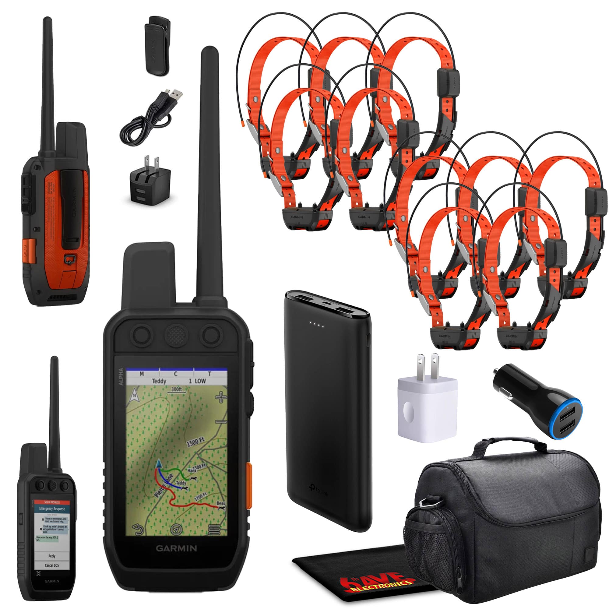 Garmin - Alpha 300i Handheld And 10x Alpha TT25 Tracking & Training Collar for Dog - Black