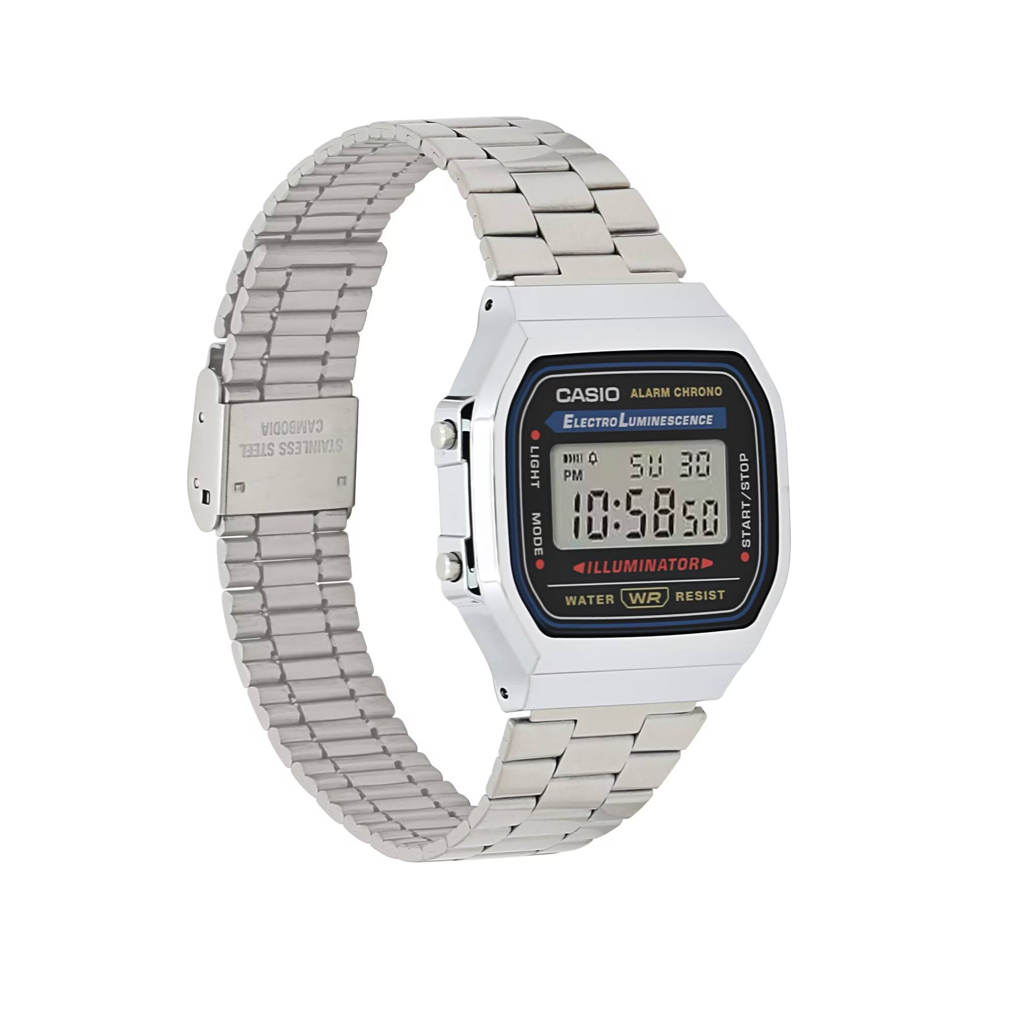 Casio Vintage Digital Stainless Steel Bracelet Watch A 168WA 1Q