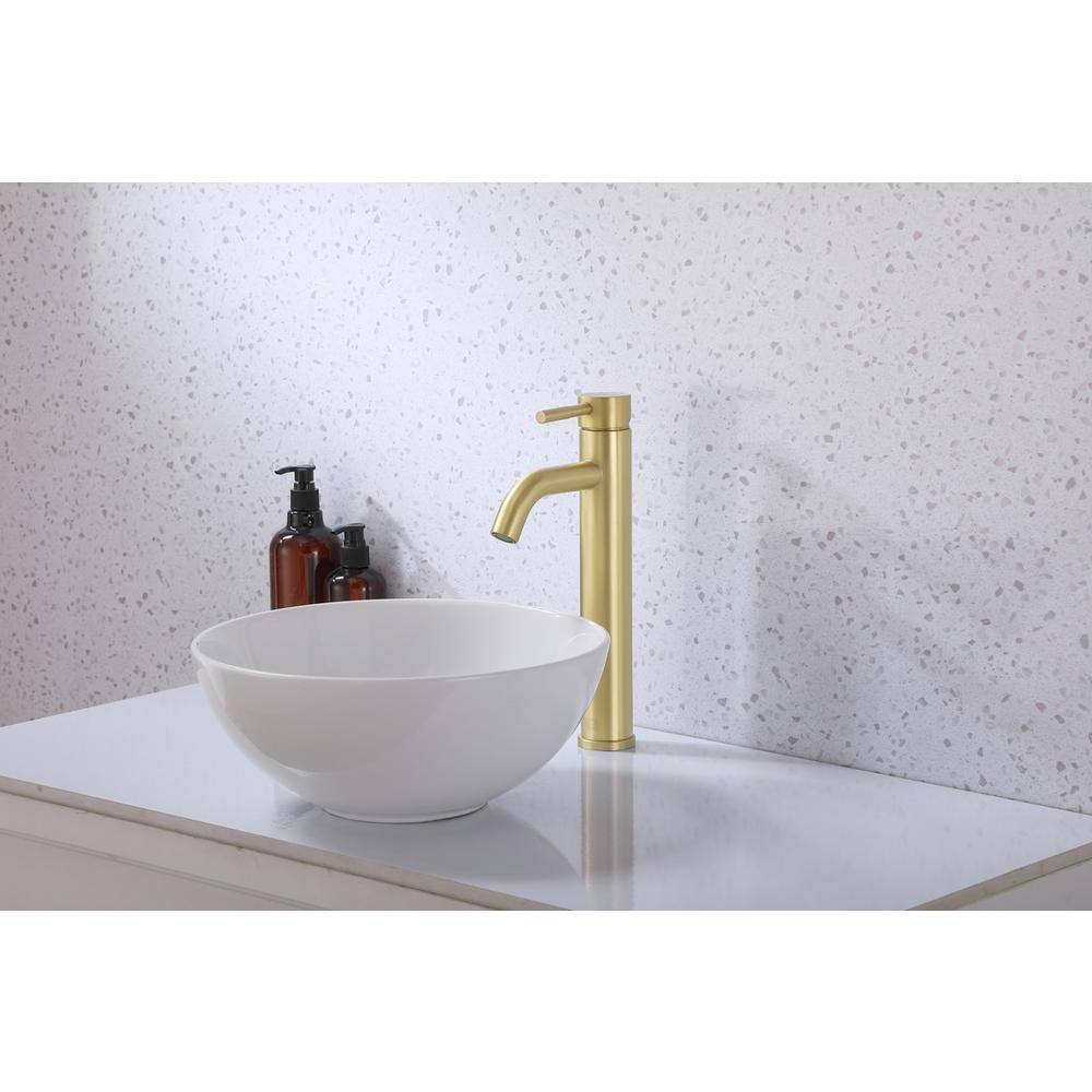 Alt View 10. Elegant Kitchen and Bath - Victor Single Hole Single Handle Bathroom Faucet in Brushed Gold - Brushed Gold.