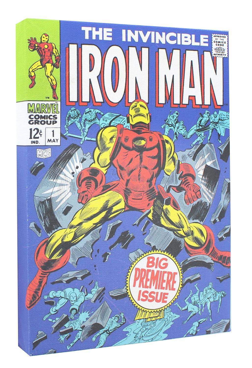 THE INVINCIBLE IRON MAN  
MARVEL COMICS GROUP 12¢ 1 IND. MAY  
BIG PREMIERE ISSUE  
APPROVED BY THE COMICS CODE AUTHORITY