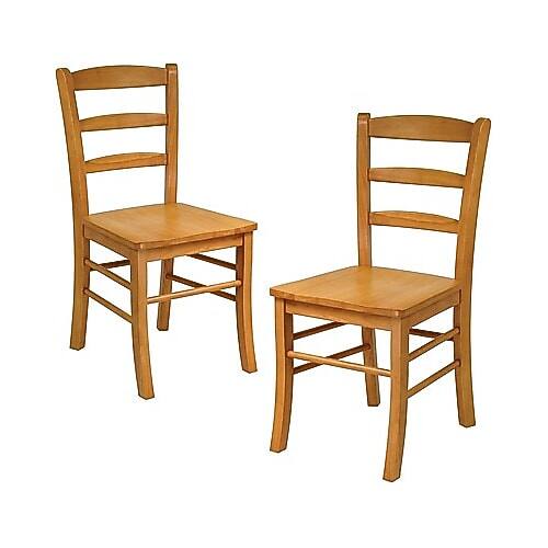Front. Winsome Trading Inc - Wood Ladder Back Chair, Light Oak, 2/Set (34232) - Light Oak.