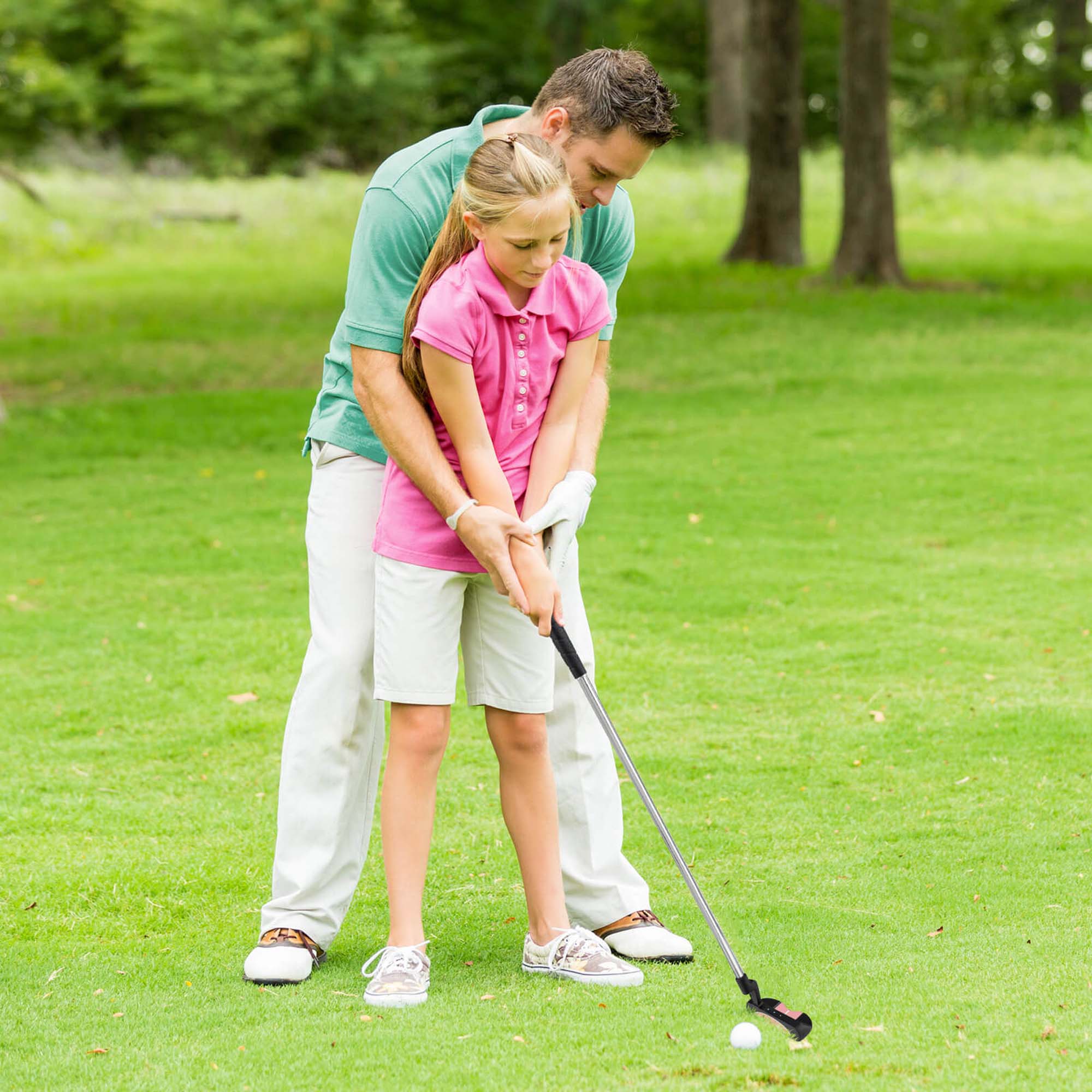 Alt View 3. Costway - Costway 30 Inch Junior Mallet Putter for Kids with Stainless Steel Shaft and Headcover Pink - Pink.