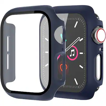 Front. Entronix - Entronix Case Compatible with iWatch Series 11, 46mm - Hard Cover w/ Built-In Screen Protector - Navy Blue.