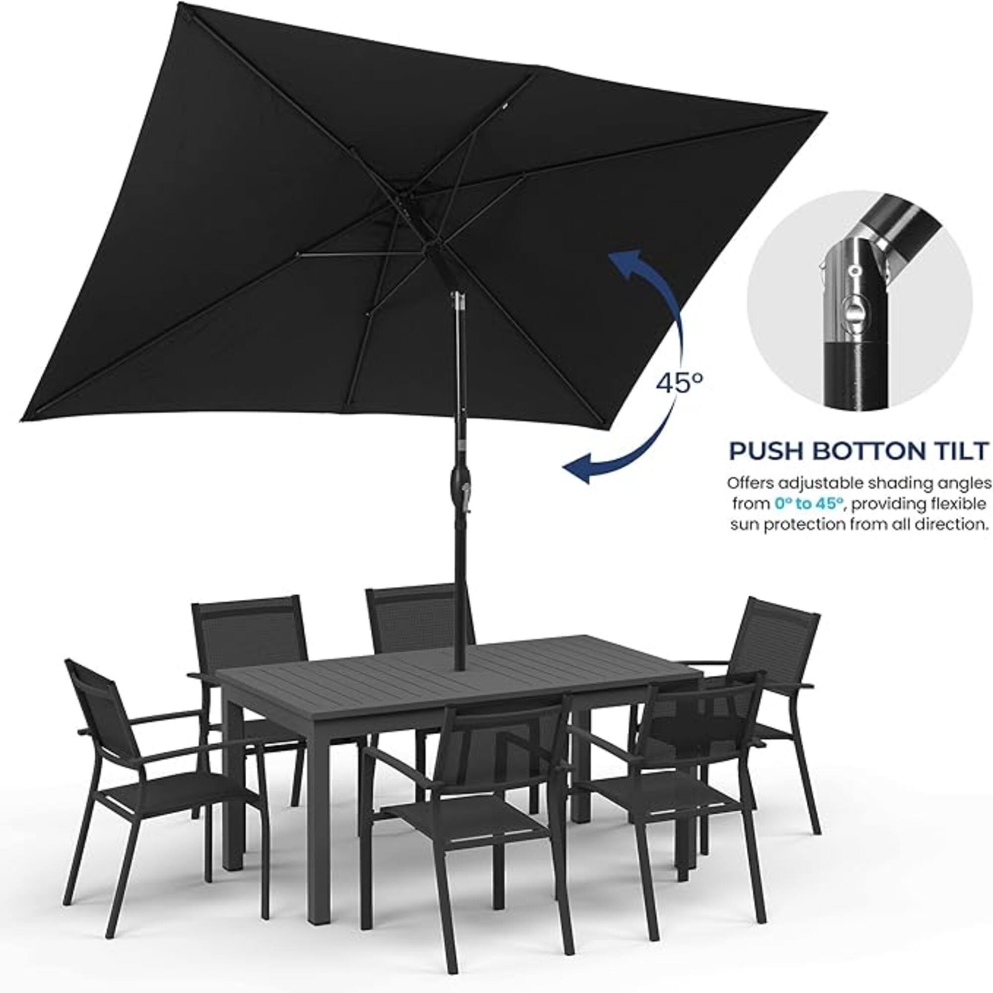 45° PUSH BUTTON TILT  
Offers adjustable shading angles from 0° to 45°, providing flexible sun protection from all directions.