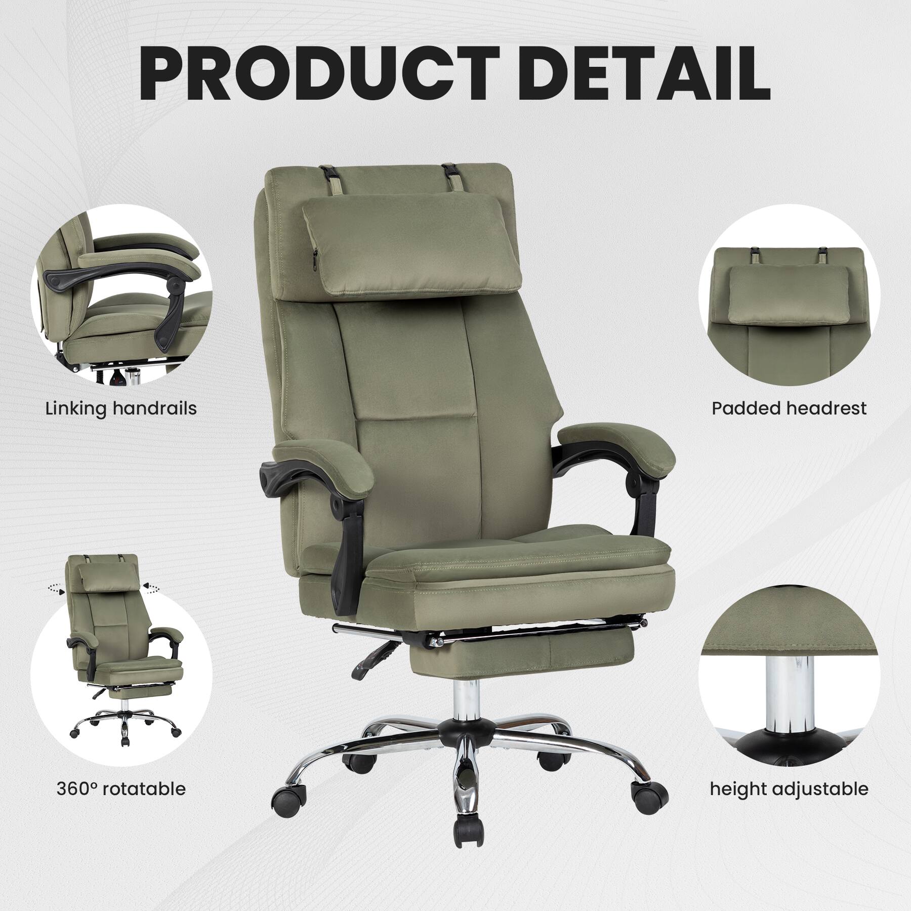 PRODUCT DETAIL

- Linking handrails
- Padded headrest
- 360° rotatable
- Height adjustable