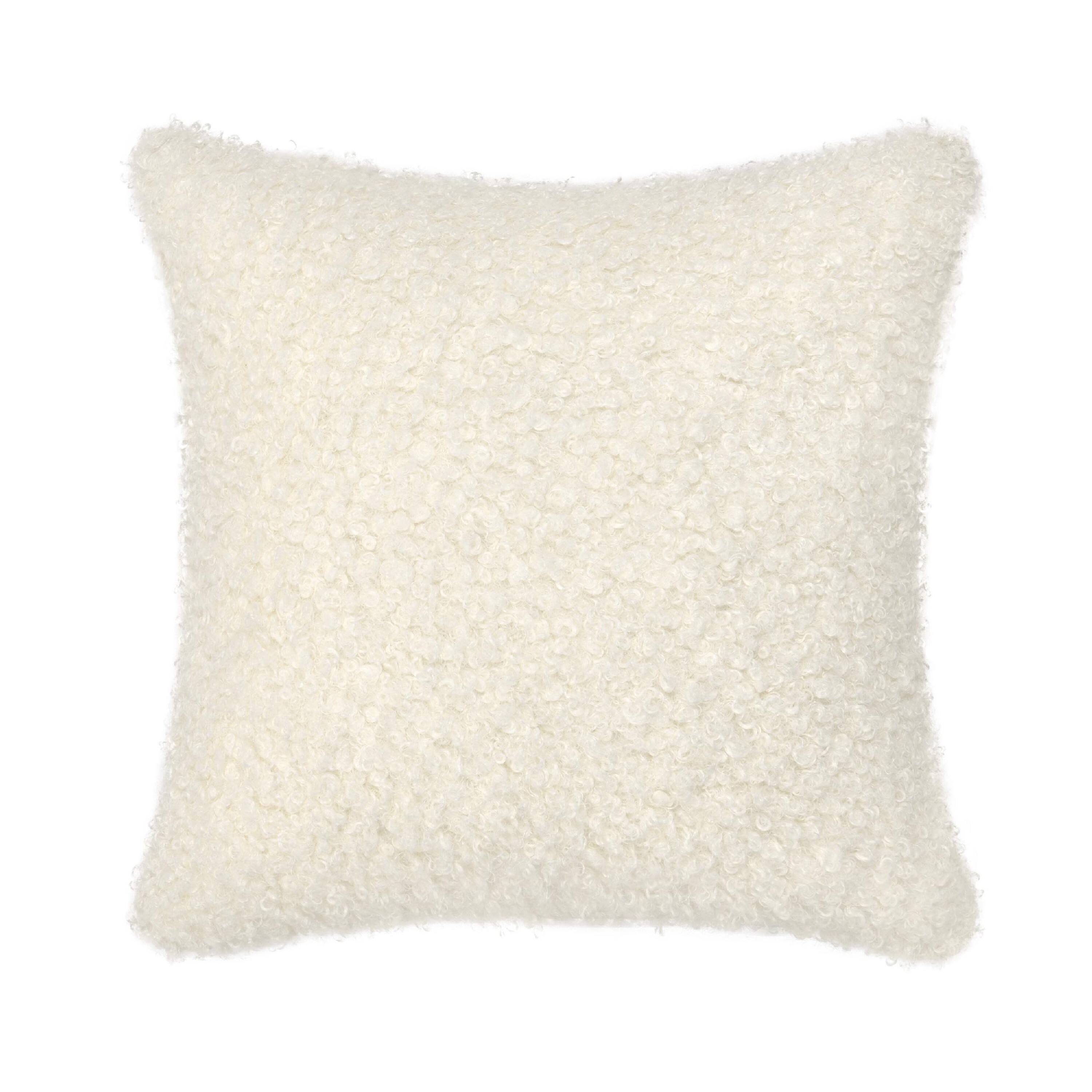 Front. Manhattan Lane - Cusp Square Accent Throw Pillow, 22 Inch Curly Texture  Shearling - Ivory.