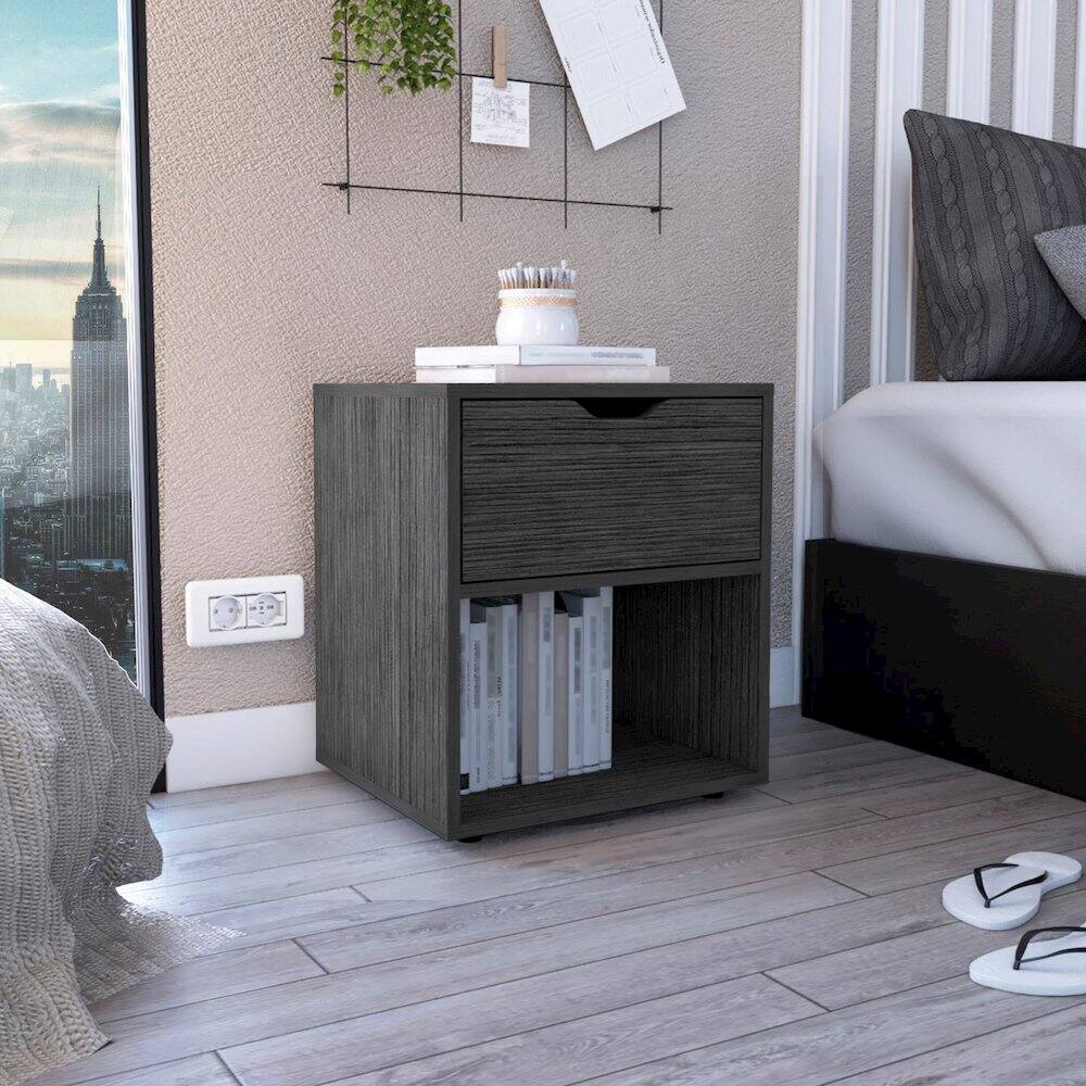 Alt View 2. TuHome - Aberdeen Nightstand Ligth Gray MDF - Black.