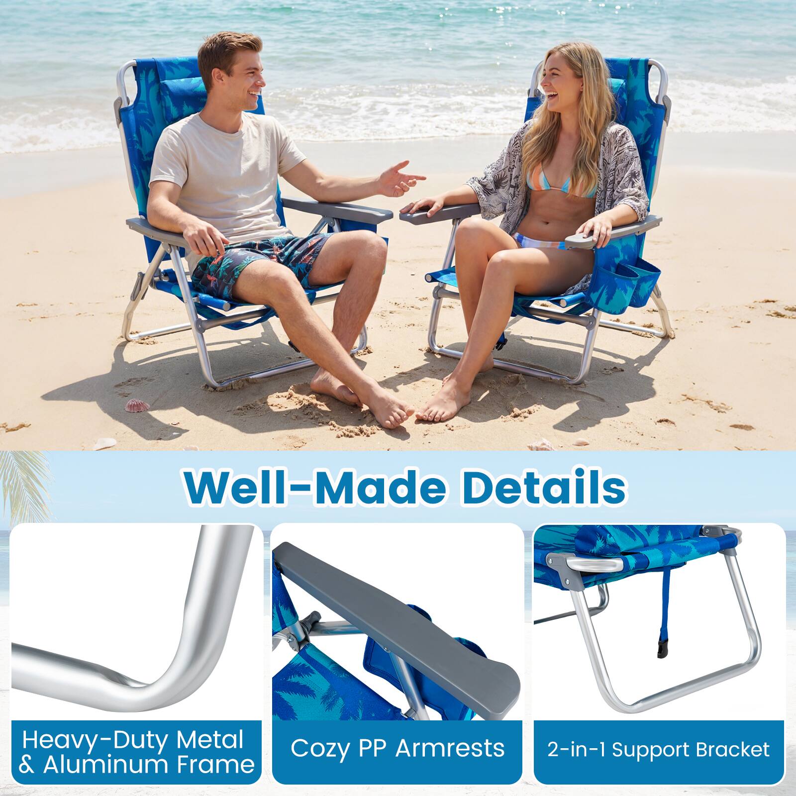 Well-Made Details

Heavy-Duty Metal & Aluminum Frame

Cozy PP Armrests

2-in-1 Support Bracket