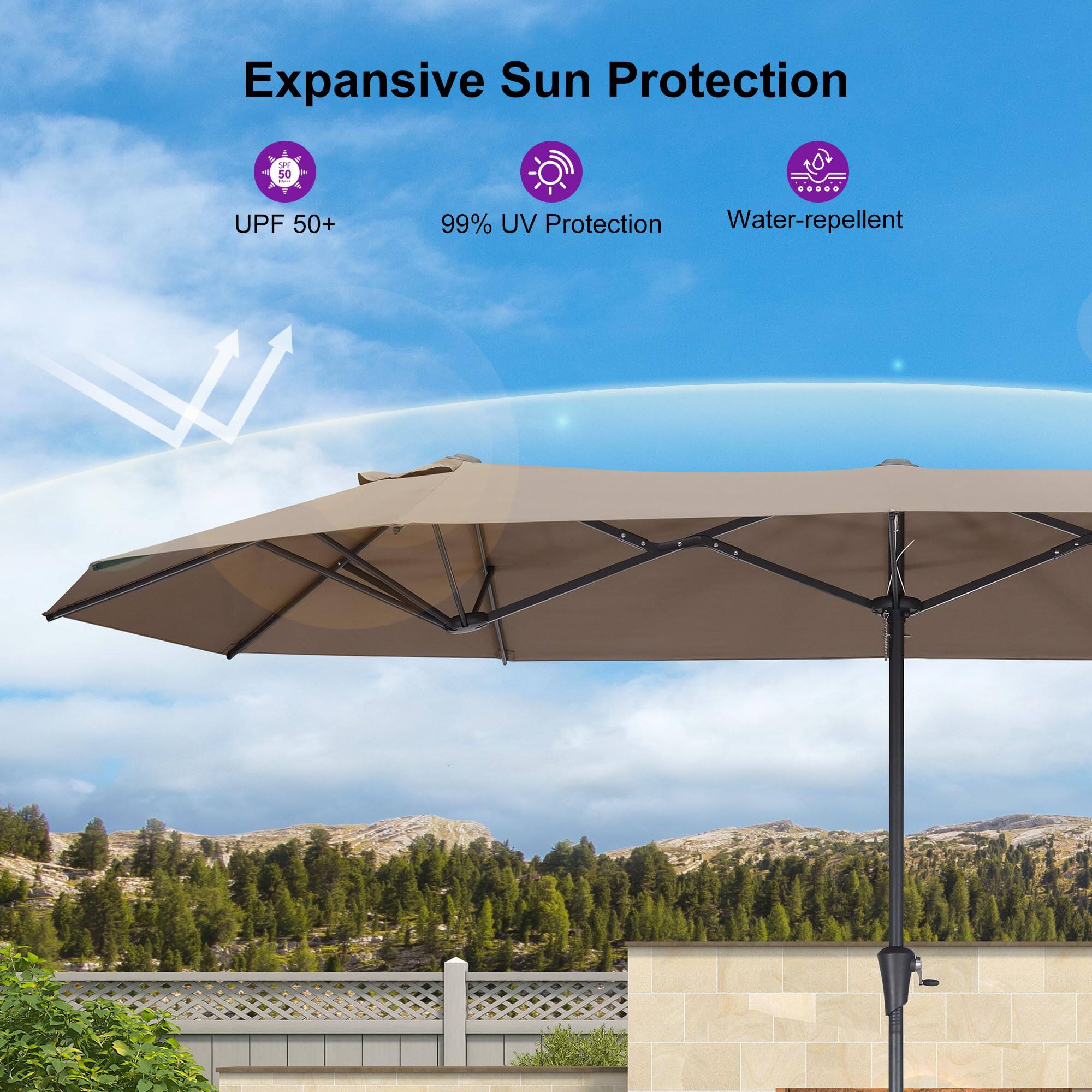 Expansive Sun Protection

- UPF 50+
- 99% UV Protection
- Water-repellent