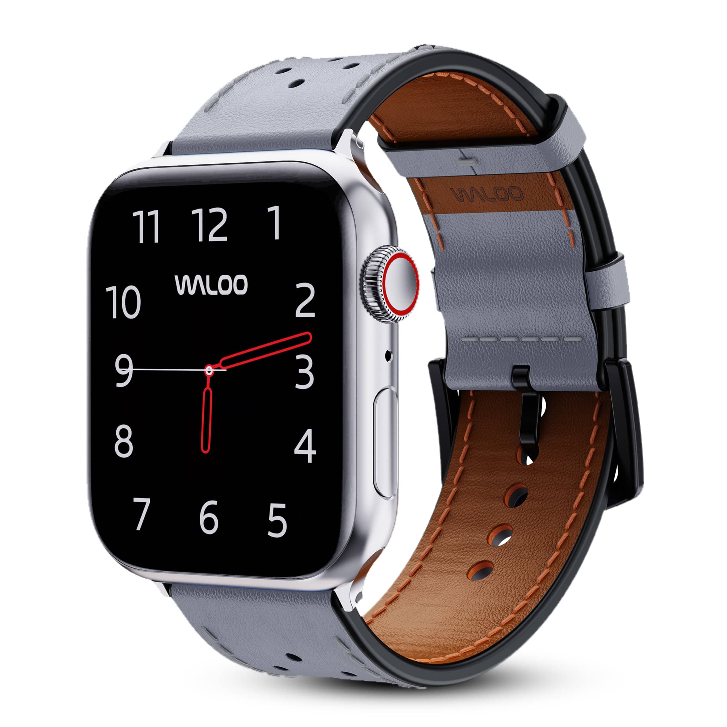 Waloo- Breathable Leather Band For Apple Watch- 44/45/46/49mm- Gray